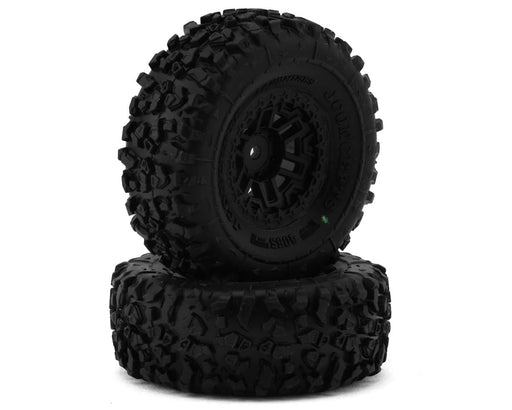 JConcepts 4065-32412 Landmines 1.0" Pre-Mounted Green Compound Tires with Shuttle Wheels (2 Pack) (2.25”)