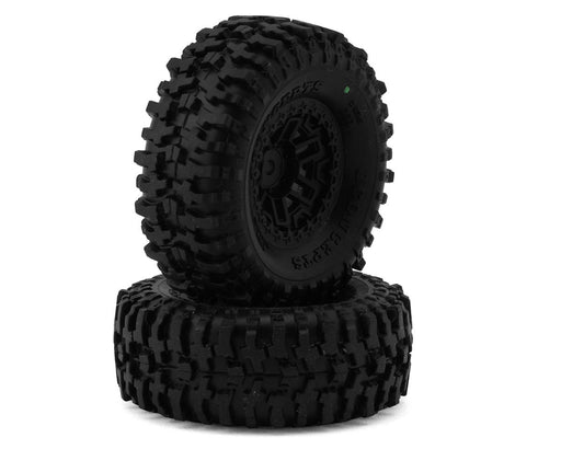 JConcepts 4066-32412 Tusk 1.0" Pre-Mounted Green Compound Tires with Shuttle Wheels (2 Pack) (2.25”)
