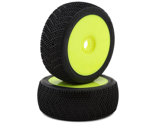 JConcepts 4071-22 Falcon Pre-Mounted 1/8th Buggy Green Compound Tires on Yellow Wheels (2 Pack)