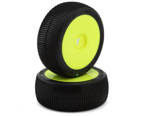 JConcepts 4073-22 Dirt Bite 1/8 Off-Road Buggy Pre-Mounted Green Compound Tires on Yellow Wheels (2 Pack)