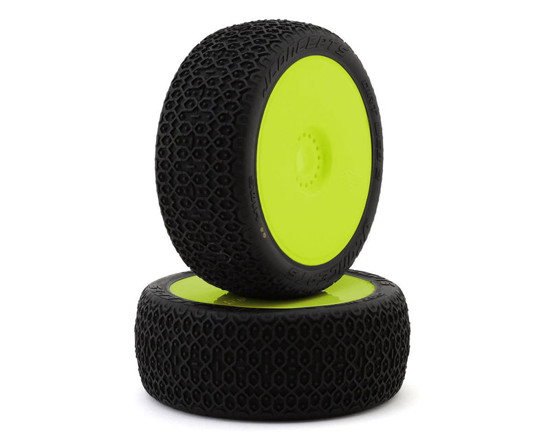JConcepts 4105-205291 Dirt Web 2 Pre-Mounted 1/8 Buggy G2 - Medium Compound Tires on Yellow Wheels (2 Pack)
