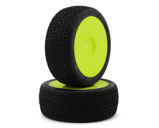 JConcepts 4105-205291 Dirt Web 2 Pre-Mounted 1/8 Buggy G2 - Medium Compound Tires on Yellow Wheels (2 Pack)