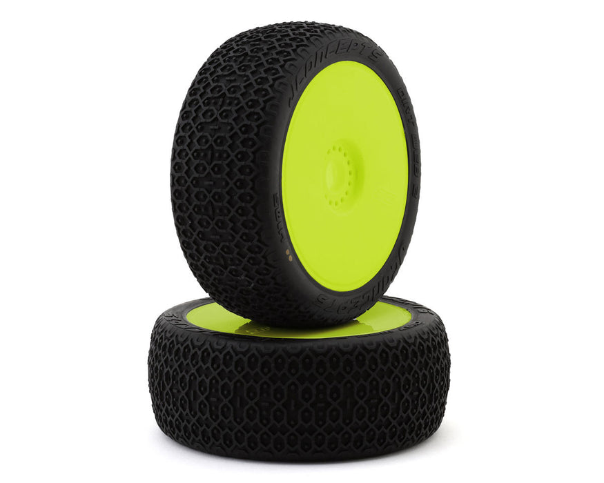 JConcepts 4105-205291 Dirt Web 2 Pre-Mounted 1/8 Buggy G2 - Medium Compound Tires on Yellow Wheels (2 Pack)