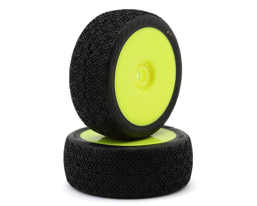 JConcepts 4111-205291 Double Bar Pre-Mounted 1/8 Buggy G2 - Medium Compound Tires on Yellow Wheels (2 Pack)