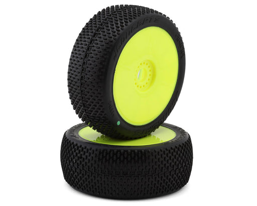 JConcepts 4114-22 Arina Pre-Mounted 1/8th Buggy Green Compound Tires on Yellow Wheels (2 Pack)