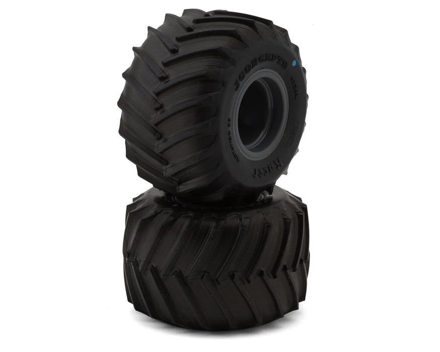 JConcepts 4124-41914 Losi Mini LMT Racer Pre-Mounted Monster Truck Tires (2 Pack) (Blue)