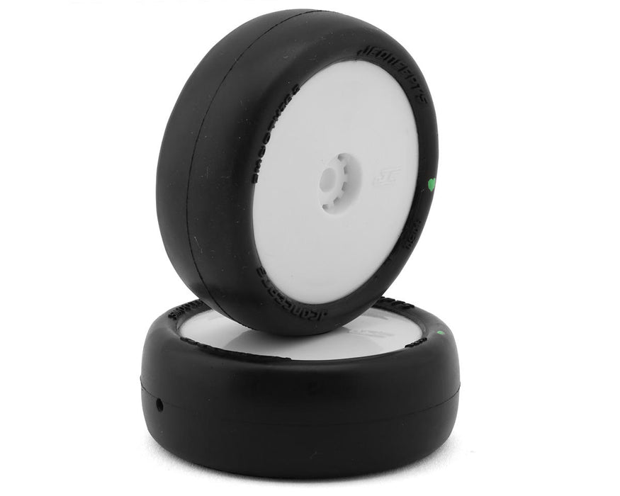 JConcepts 4131-1211 Mini-B Smoothie 2 Pre-Mounted Front Green Compound Tires on White Wheels (2 Pack)