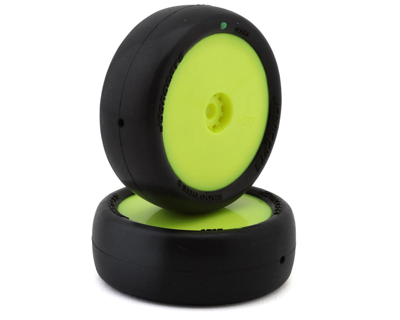 JConcepts 4131-2211 Mini-B Smoothie 2 Pre-Mounted Front Green Compound Tires on Yellow Wheels (2 Pack)