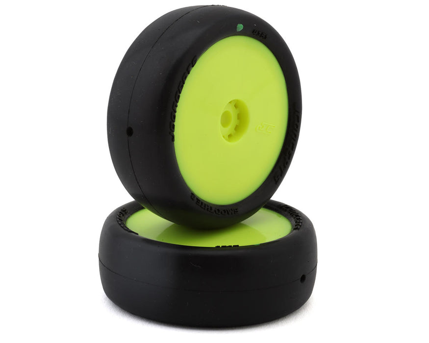 JConcepts 4131-2211 Mini-B Smoothie 2 Pre-Mounted Front Green Compound Tires on Yellow Wheels (2 Pack)