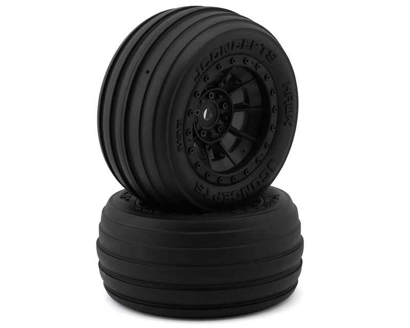 JConcepts 4135-3994 Hawk Pre-Mounted Sand Front Truck Platinum Compound Tires with Black Hazard Wheel (2 Pack)