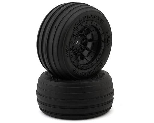 JConcepts 4135-3994 Hawk Pre-Mounted Sand Front Truck Platinum Compound Tires with Black Hazard Wheel (2 Pack)