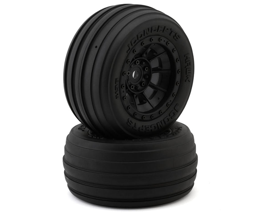 JConcepts 4135-3994 Hawk Pre-Mounted Sand Front Truck Platinum Compound Tires with Black Hazard Wheel (2 Pack)