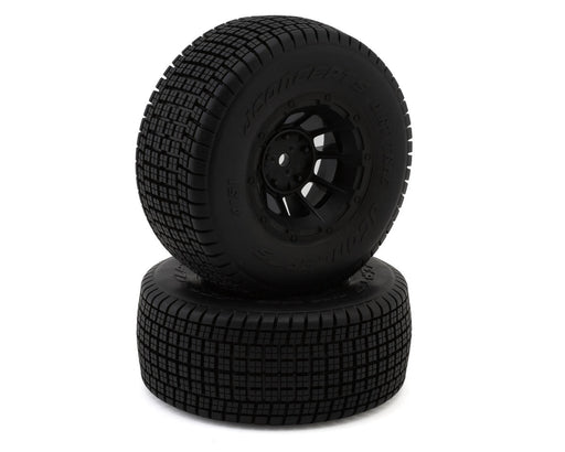 JConcepts 4151-3244 Dirt Trac Pre-Mounted Green Compound Dirt Oval Tires for 2WD Slash Rear and 4x4 (2 Pack)