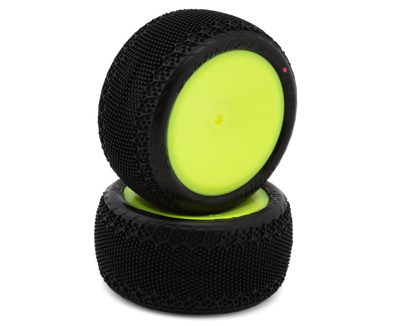JConcepts 4169-201021 3DP 2.2" Pre-Mounted Rear Buggy Pink Compound Carpet Tires on Yellow Wheels (2 Pack)