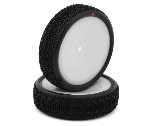 JConcepts 4174-101011 3DP 2.2" Pre-Mounted 2WD Front Buggy Pink Compound Carpet Tires on White Wheels (2 Pack)