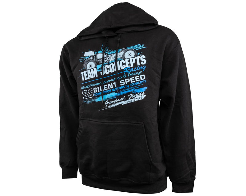 JConcepts 5320L Black Retro 3-Blue Pullover Hoodie Sweatshirt (L)