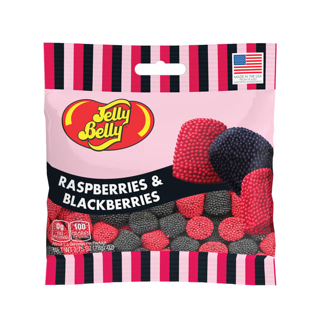 Jelly Belly Raspberries and Blackberries Candies 2.75oz Grab & Go® Bag