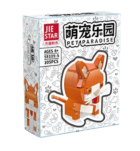 JIE STAR 58109-5 Pet Paradise Orange Cat 105 Piece Block Set
