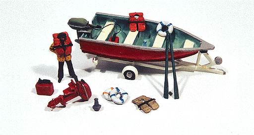 JL  Innovative 456 HO Scale Deluxe Boat Motor and Trailer Kit
