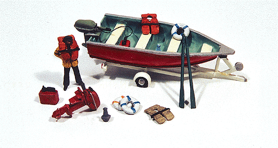 JL  Innovative 456 HO Scale Deluxe Boat Motor and Trailer Kit