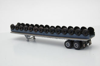 JL Innovative Design 392 HO Scale 45' Flatbed Trailer with Wheel Cradle Load
