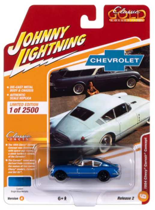 Johnny Lightning JLCG032A Classic Gold Version A 1954 Chevy Corvair Concept - Bright Blue Metallic