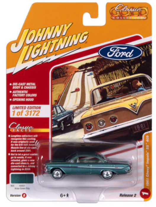 Johnny Lightning JLCG032B Classic Gold Version B 1961 Chevy Impala SS 409 - Arbor Green Poly