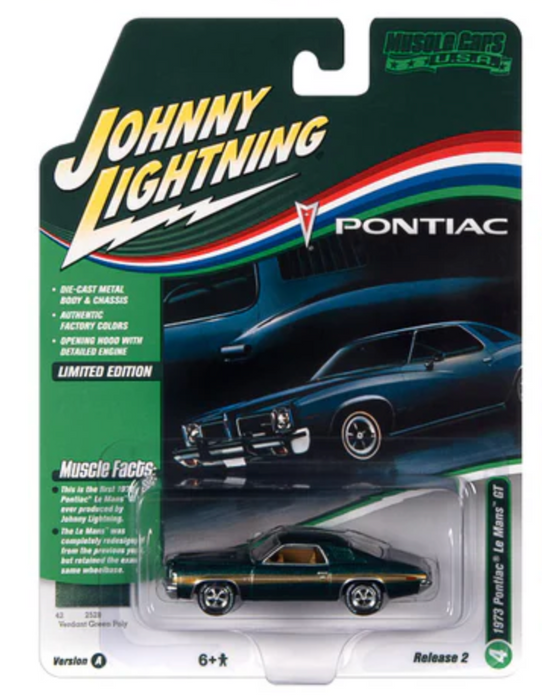Johnny Lightning JLMC030A Muscle Cars USA Version A 1973 Pontiac Le Mans GT - Verdant Green Poly