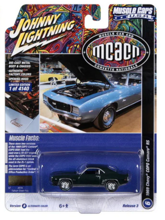 Johnny Lightning JLMC031B Muscle Cars USA Version B 1969 Chevy COPO Camaro RS - Fathom Green Poly