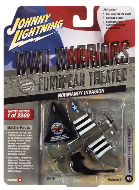 Johnny Lightning JLML008 WWII Warriors European Theater Version B Republic P-47D Razerback Fighter