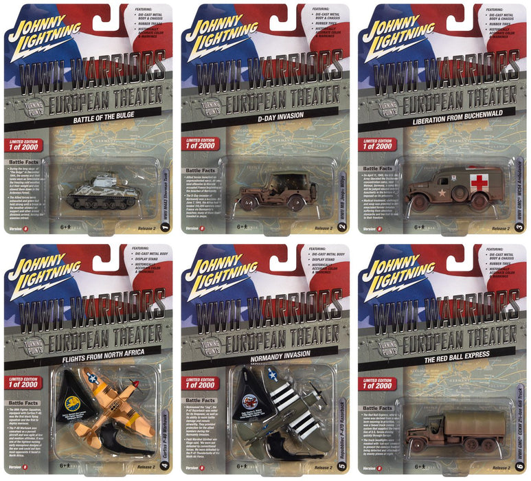 Johnny Lightning JLML008 WWII Warriors European Theater Version B Sealed 6 Pack