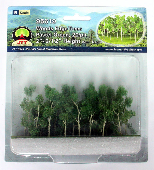 JTT 95619 Woods Edge Trees Pastel Green, 2" to 2.5", N Scale, 20 Pack
