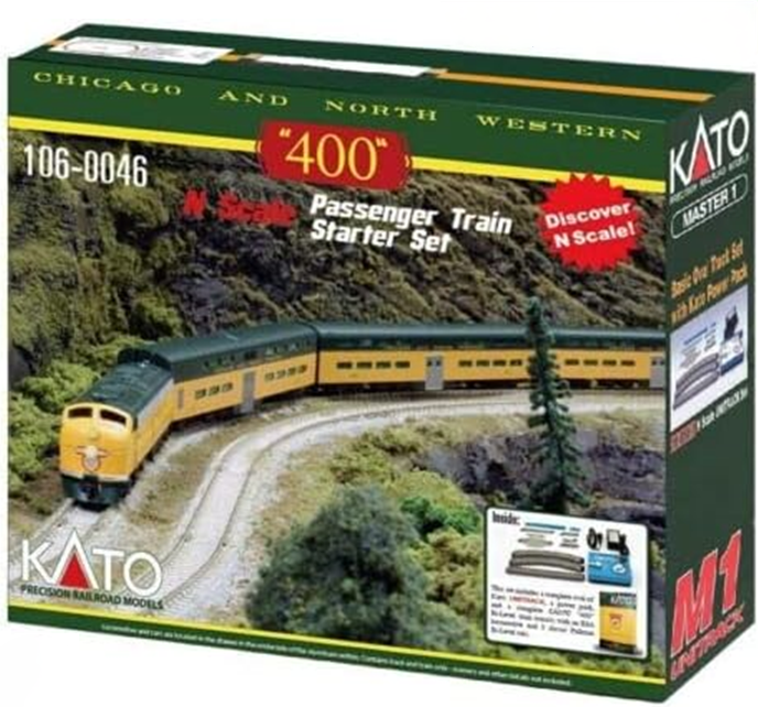 Kato 106-0046 N Scale UniTrack M1 Basic Oval Track CNW Train Set with Power Pack
