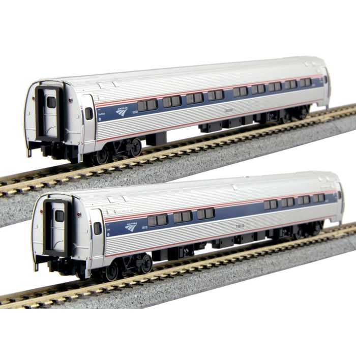 Kato 106-8003-1 N Scale Amtrak Amfleet I Phase VI (82647, 48159) 2 Car Set with LED Lighting