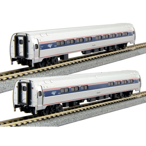 Kato 106-8003-1 N Scale Amtrak Amfleet I Phase VI (82647, 48159) 2 Car Set with LED Lighting