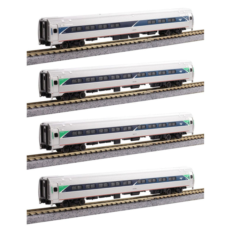 Kato 106-8021 N Scale Amtrak Amfleet I Coach 4 Car Set Phase VII