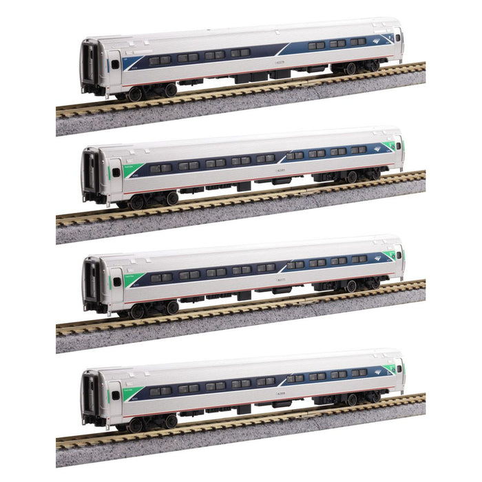 Kato 106-8021 N Scale Amtrak Amfleet I Coach 4 Car Set Phase VII