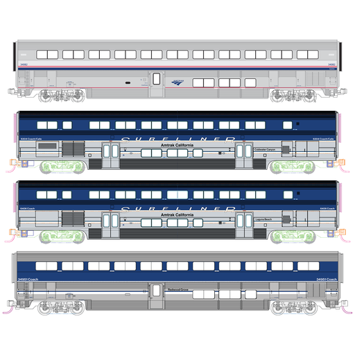 Kato 106-9002 N Scale Amtrak Pacific Surfliner 4 Car Add-on Set