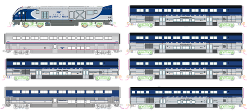 Kato 106-9010-1 N Scale Amtrak SC-44 & Amtrak Pacific Surfliner 8 Unit Set DC with Lighting