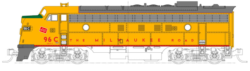 KATO 176-2303 N Scale Milwaukee Road "Olympian Hiawatha Post 1955" EMD FP7A #96C - DC