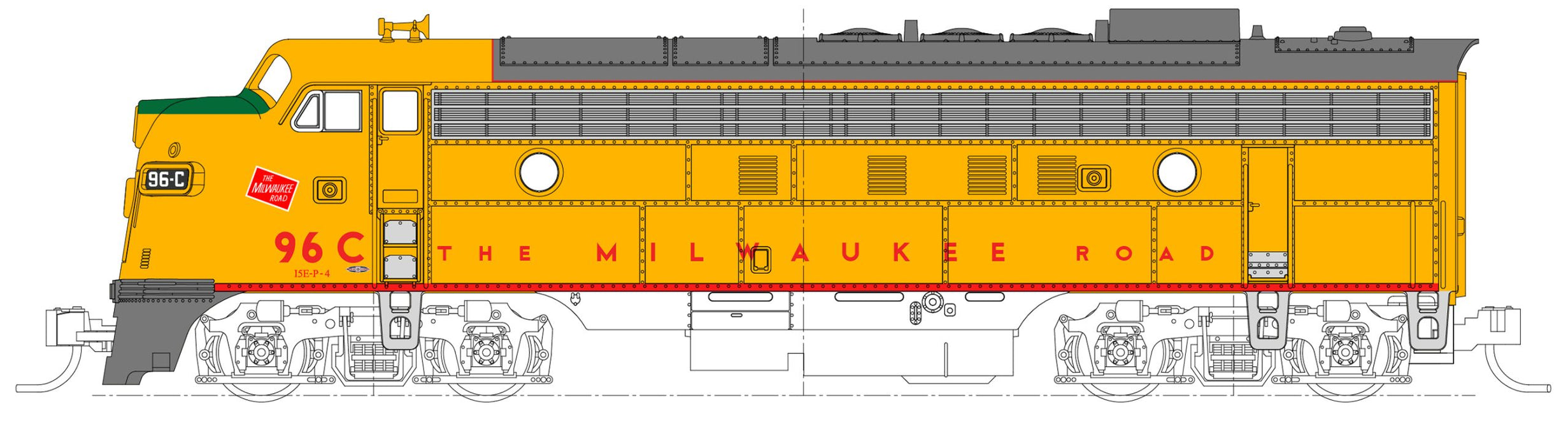 KATO 176-2303 N Scale Milwaukee Road "Olympian Hiawatha Post 1955" EMD FP7A #96C - DC