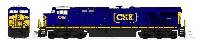 KATO 176-8936LS N Scale GE ES44AC GEVO Diesel CSX 5250 with DCC & Sound (Dark Future Boxcar Logo)