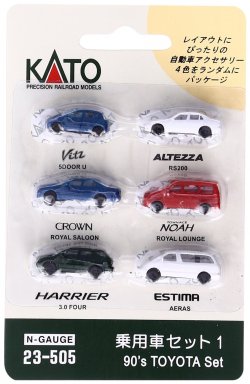 kato-23-505-n-scale-automobile-set-1990s-toyotas-6-pack