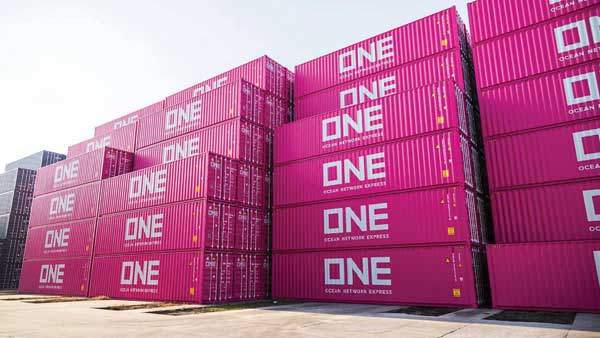 KATO 80055E N Scale 40' Intermodal Container Ocean Network Express ONE (Magenta) 2 Pack