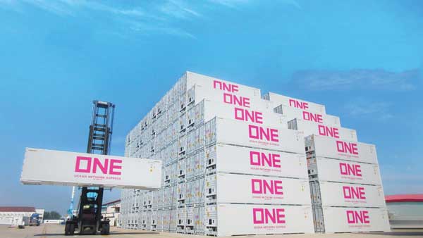 KATO 80055F N Scale 40' Intermodal Container Ocean Network Express ONE (Gray) 2 Pack