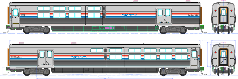 Kato HO Scale Amtrak Viewliner II Baggage-Dorm Phase III