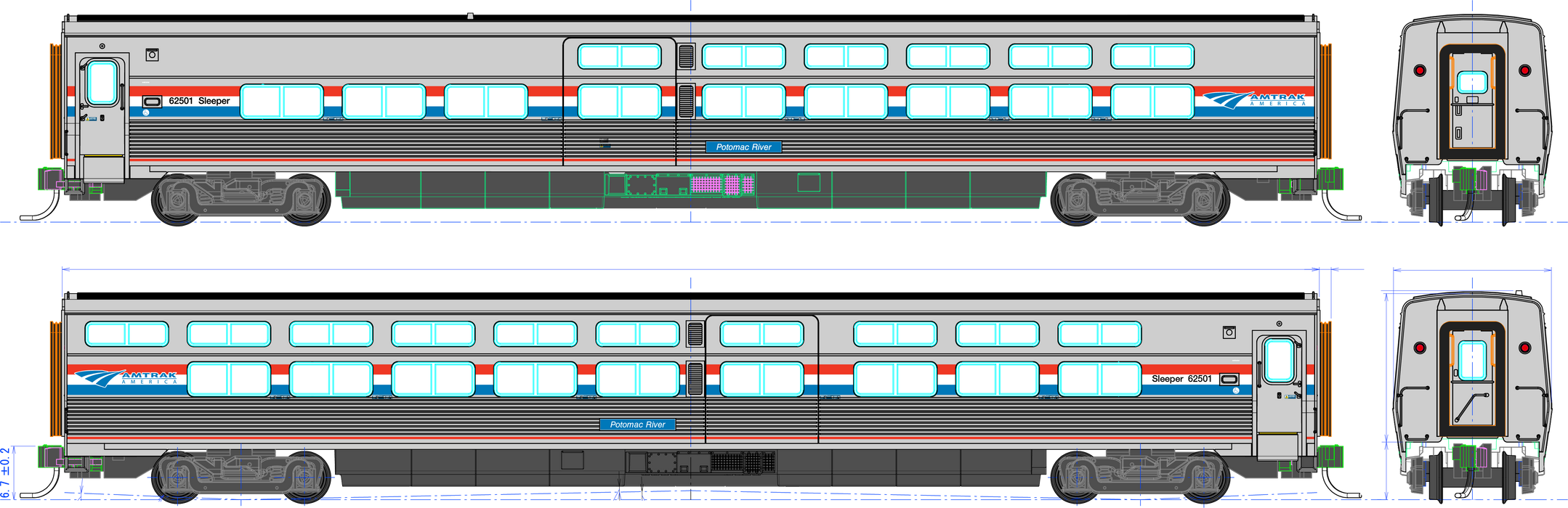 Kato HO Scale Amtrak Viewliner II Sleeper Phase III