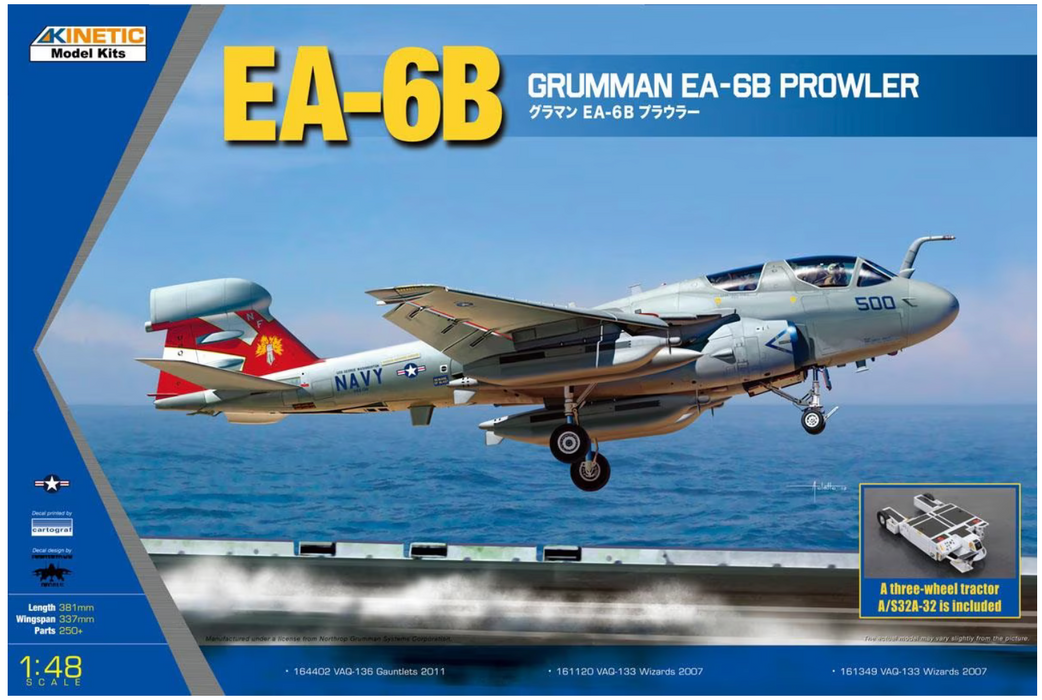 Kinetic 48044 1/48 EA-6B Prowler w/ 3-Wheel Tractor A/S32A-32 Model Aircraft Kit