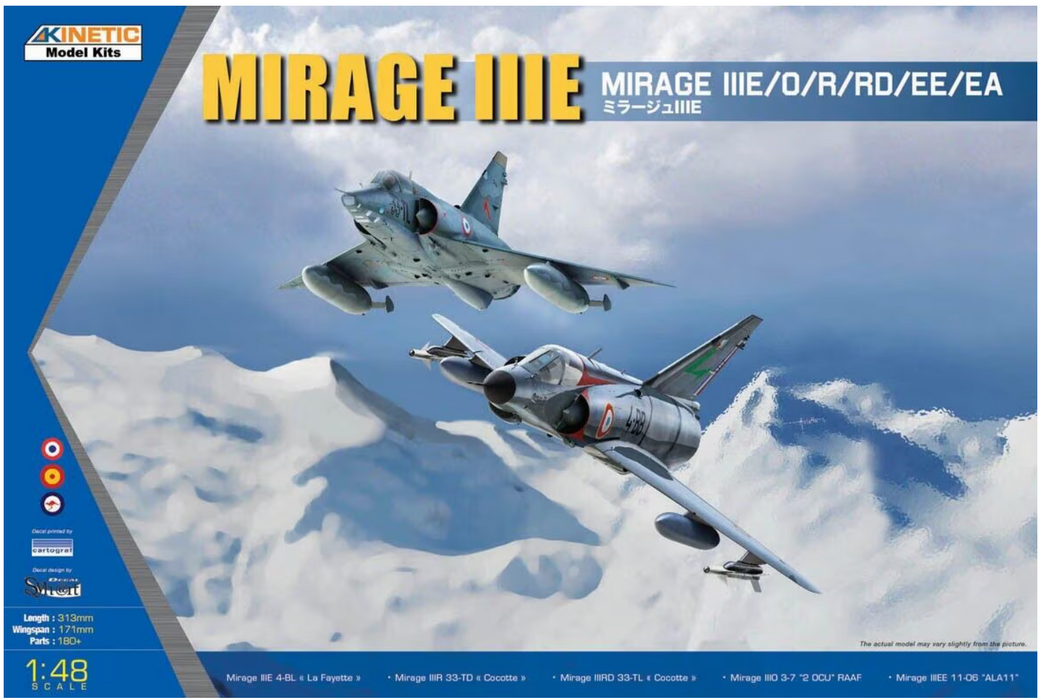 Kinetic 48050 1/48 Dassault Mirage IIIE /O/R/RD/EE/EA Model Kit
