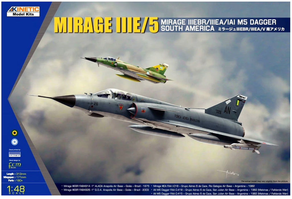 Kinetic 48052 1/48 Mirage IIIE/5 / IIIEBR/IIIEA/IAI M5 Dagger South America Model Kit